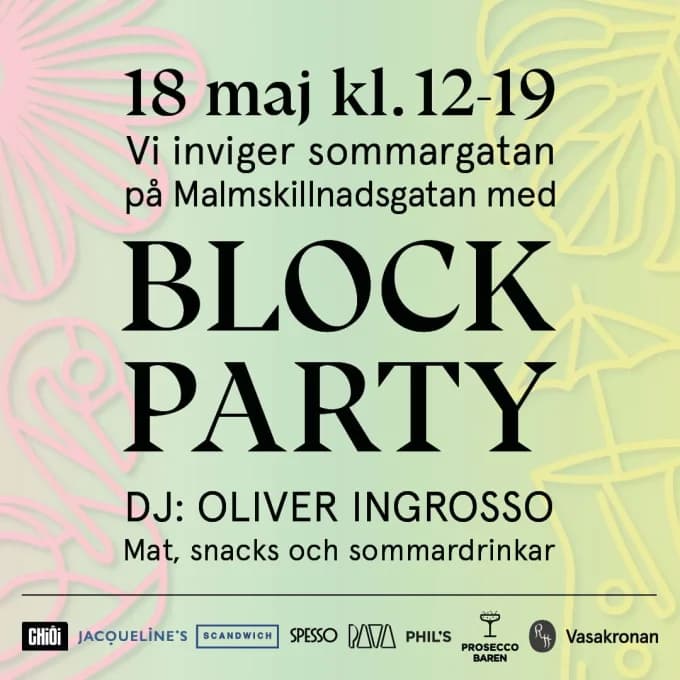 Block party på sommargatan Malmskillnadsgatan